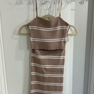 Beige and White Striped Set
